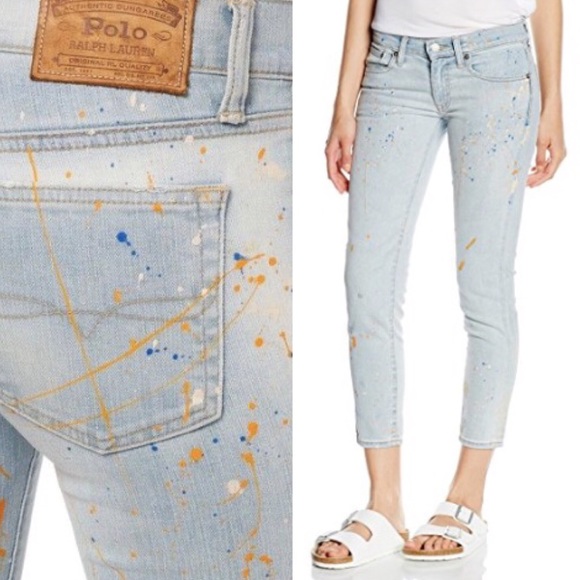 polo paint splatter jeans